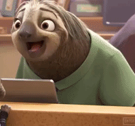 A sloth slowly laughing