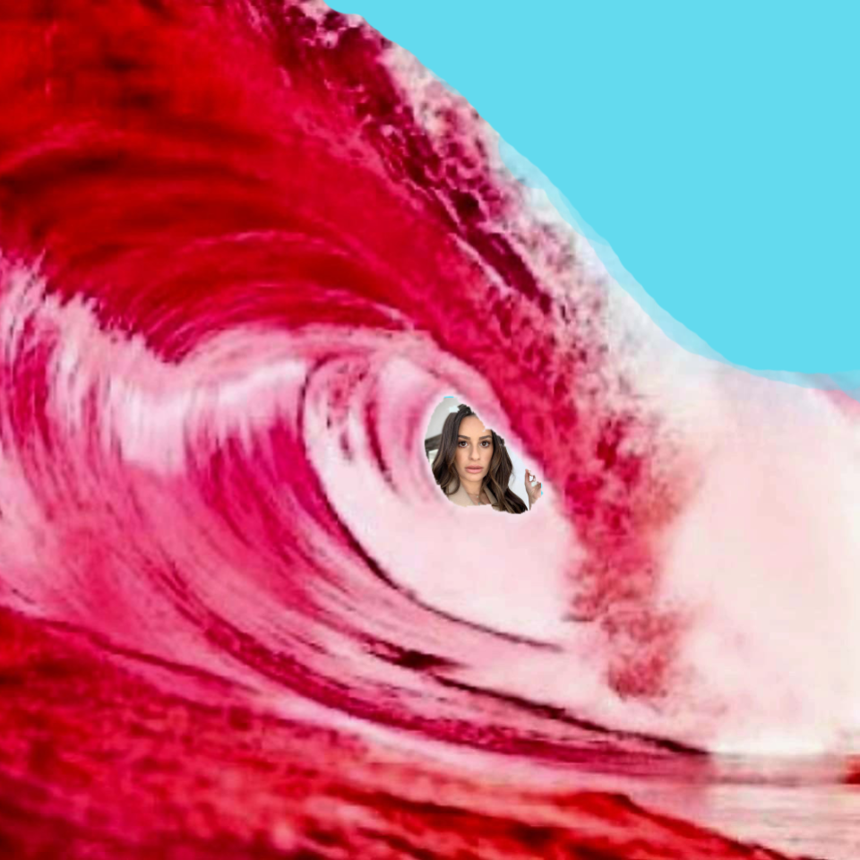 Lea Michele inside a red wave