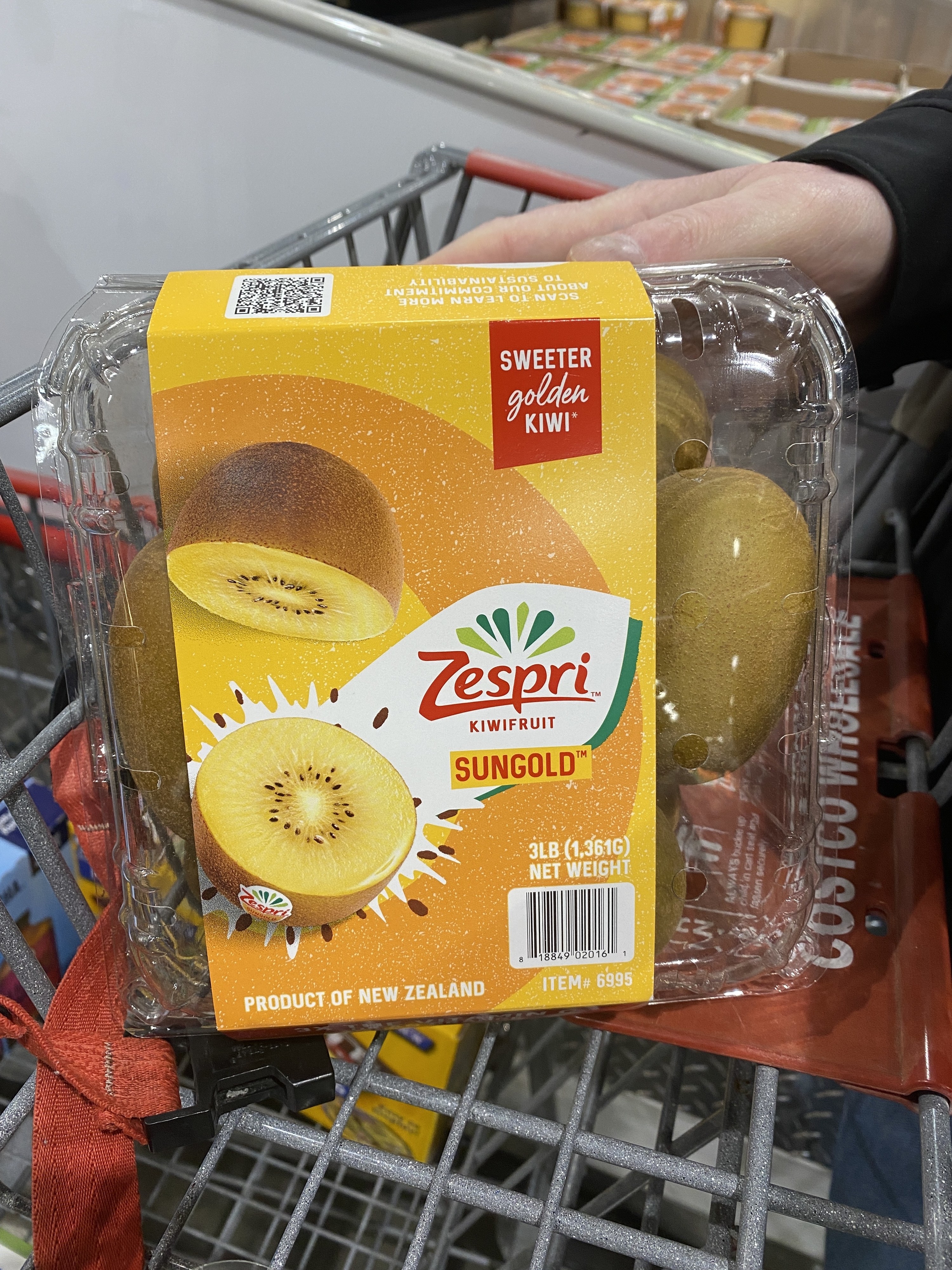 a plastic container of kiwifruit