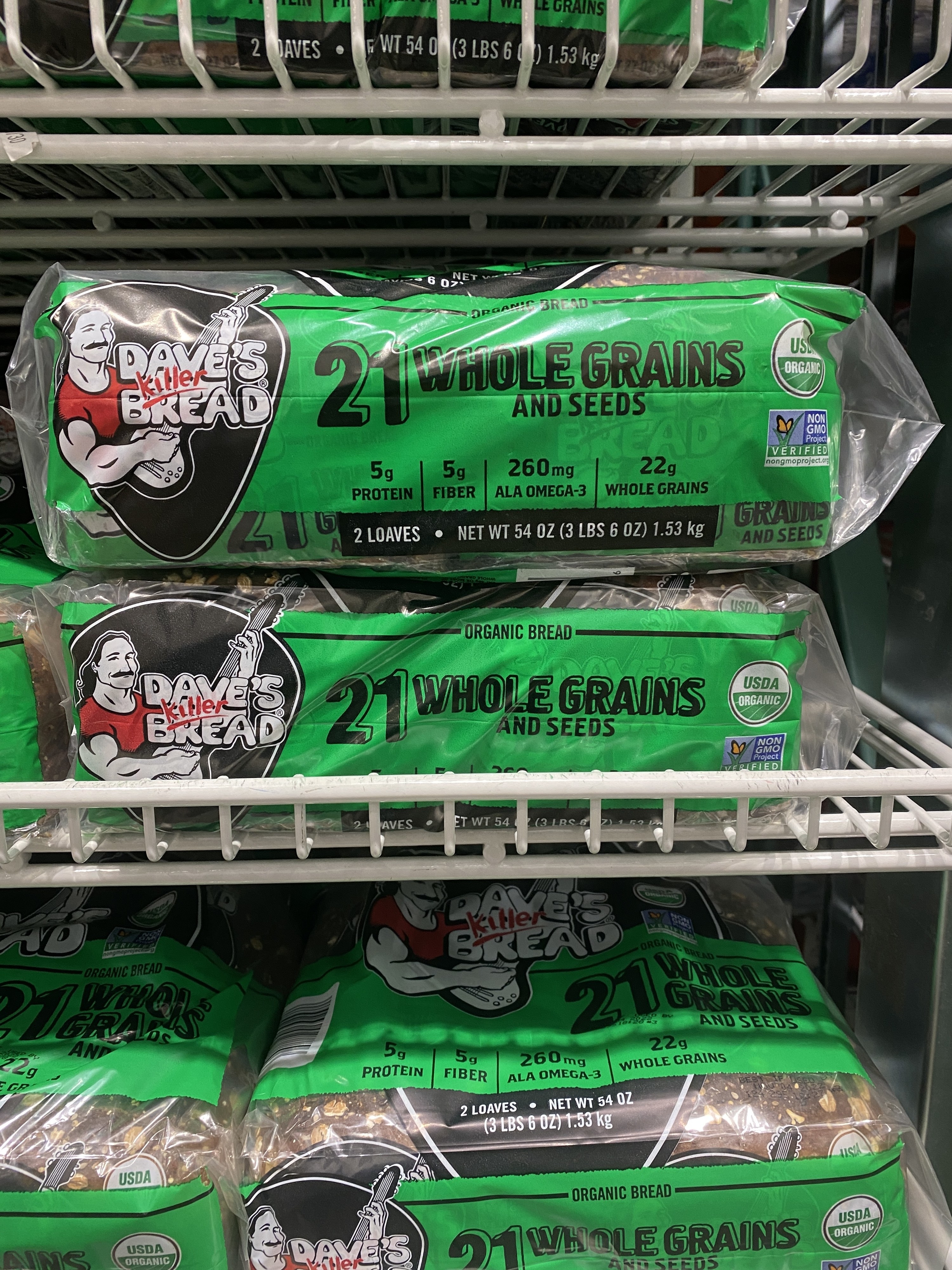 plastic bags of whole grain bread