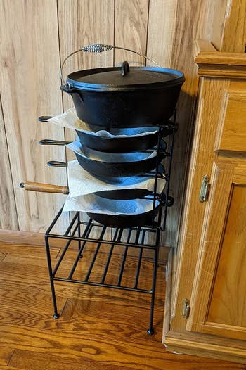 The organizer used to store pots vertically