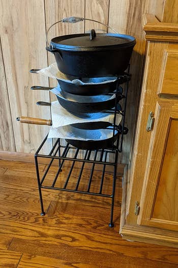 The organizer used to store pots vertically