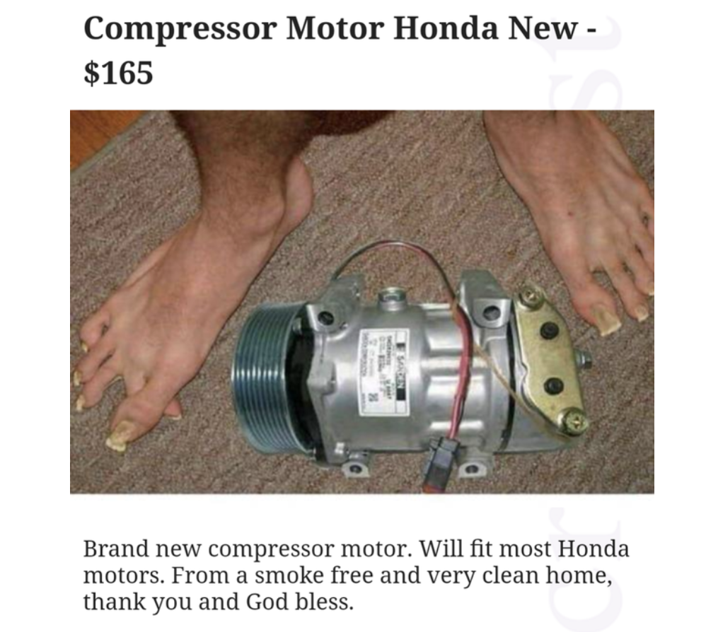 Someone&#x27;s feet next to a compressor motor