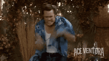 Ace Ventura shaking and slapping bugs off himself