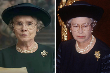 Imelda Staunton as Queen Elizabeth II vs Queen Elizabeth II in 1992