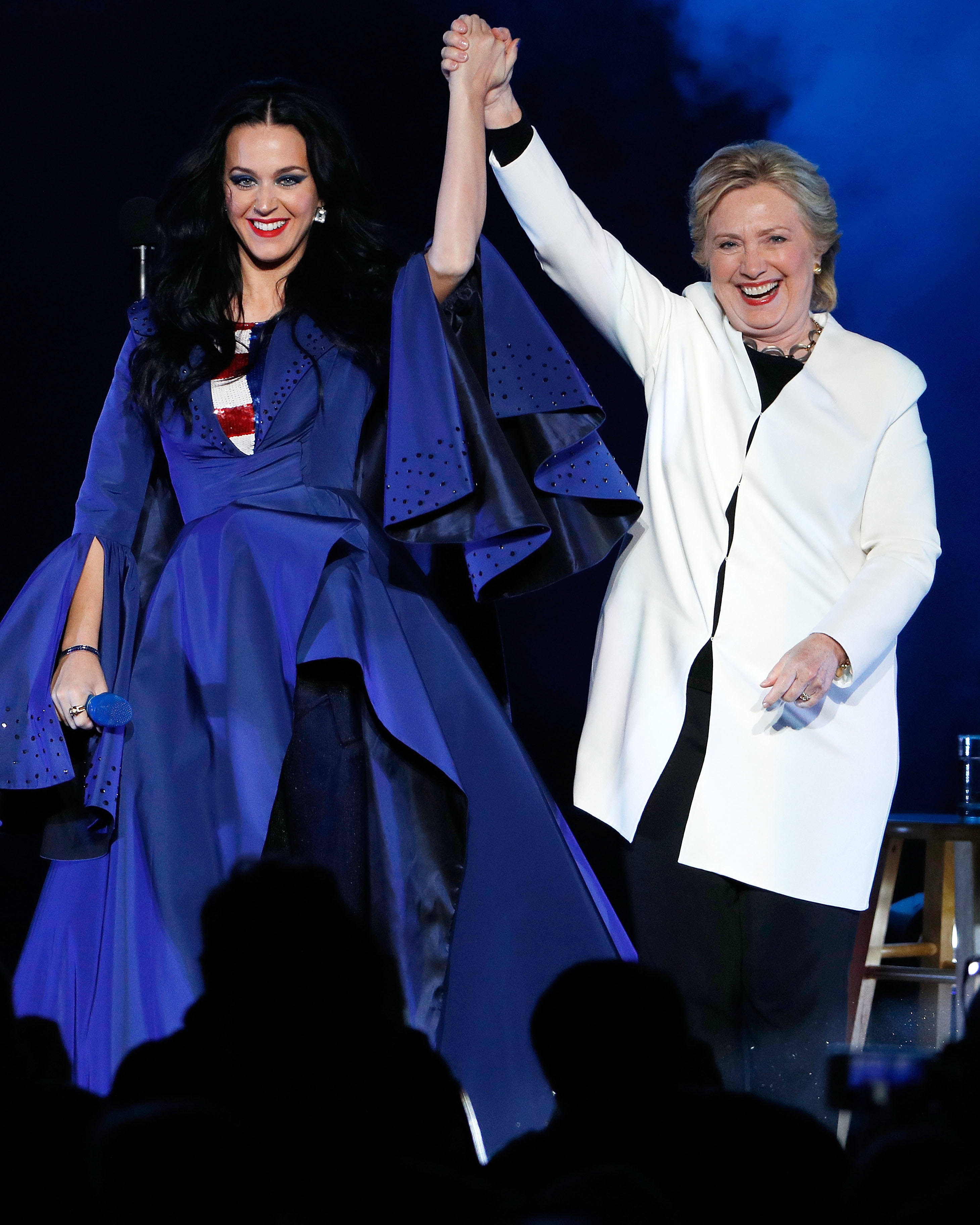 Katy Perry with Hillary Clinton on stage