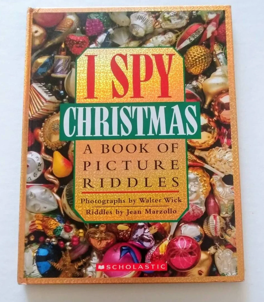 &quot;I Spy Christmas&quot; book cover showing Xmas ornaments