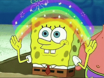spongebob making a rainbow with his hands