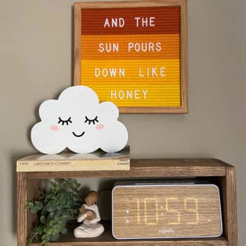 another reviewer's felt letter board in red and orange ombre that reads, 