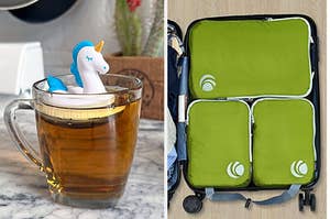 A tea infuser and packing cubes