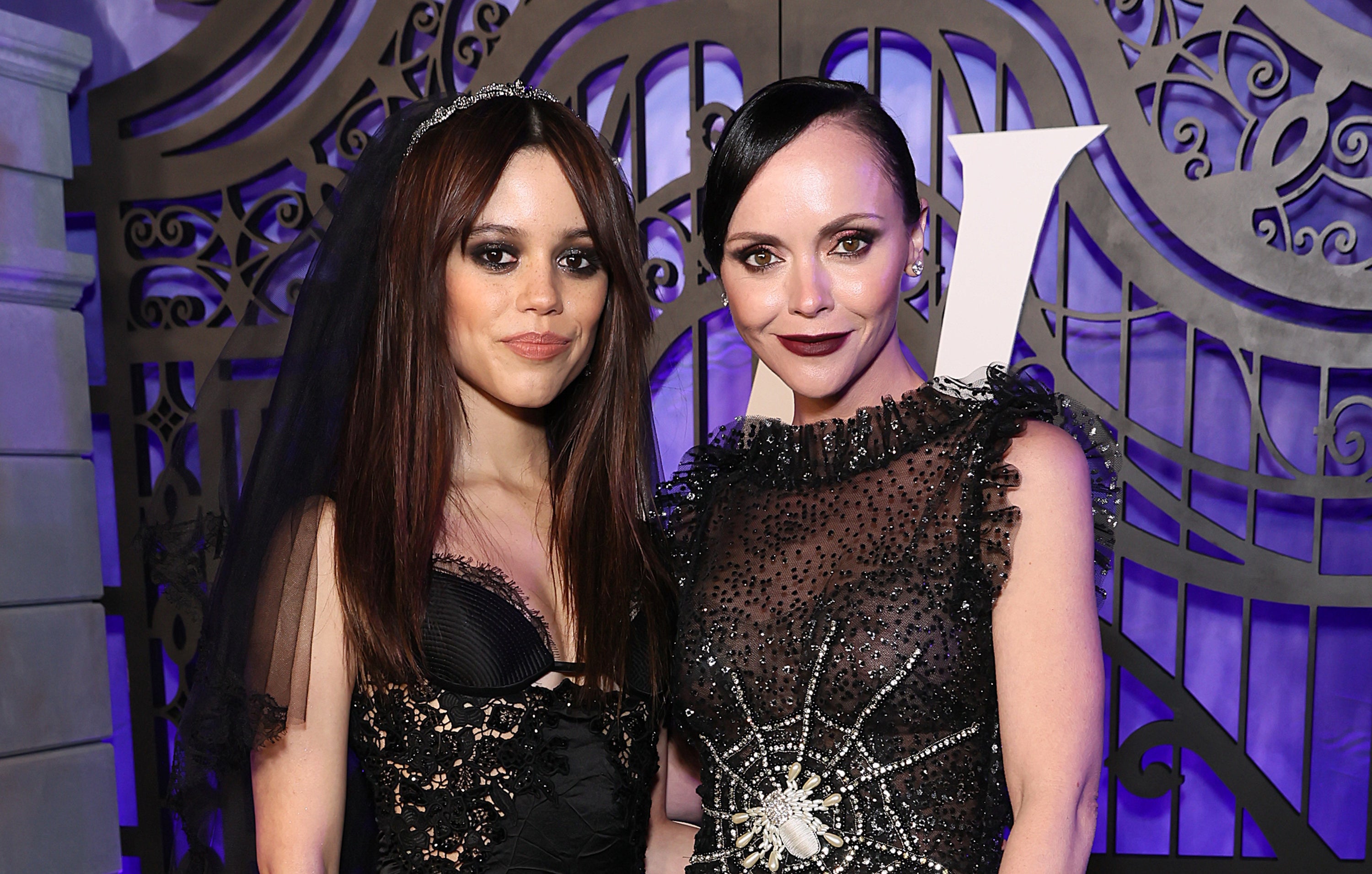 jenna ortega and christina ricci at the wednesday premiere