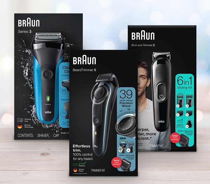 Three Braun trimmers