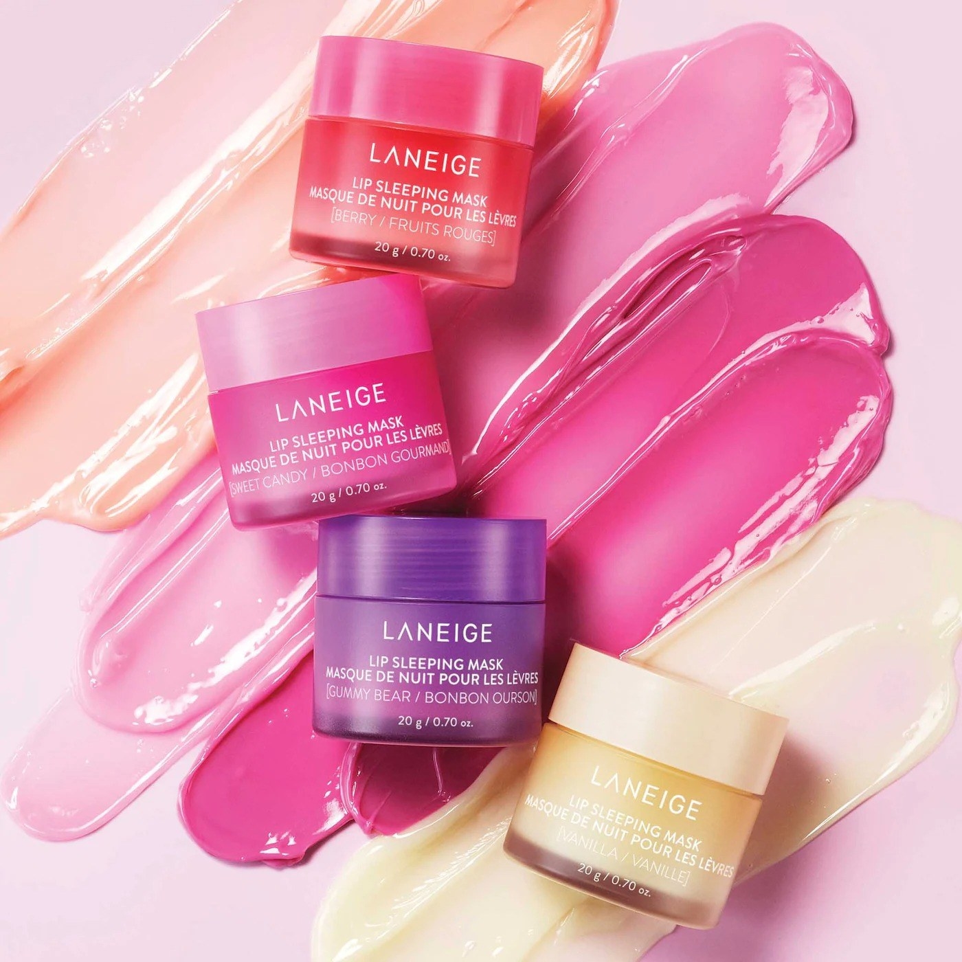 Four flavors of the Laneige Lip Sleeping Mask