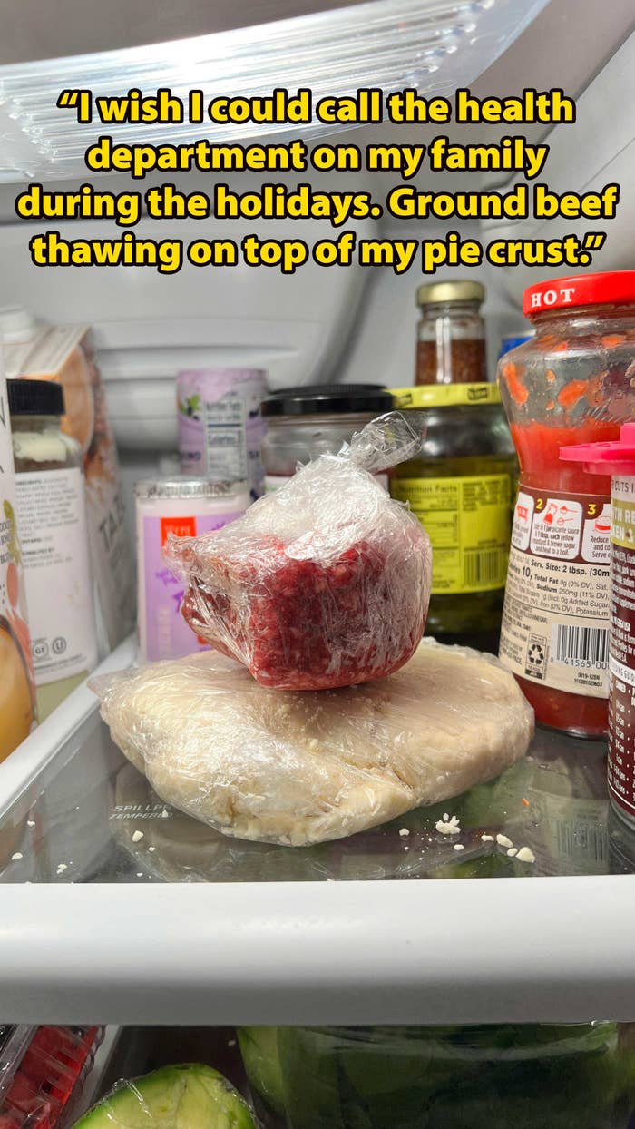 Meat sitting on someone's pie crust