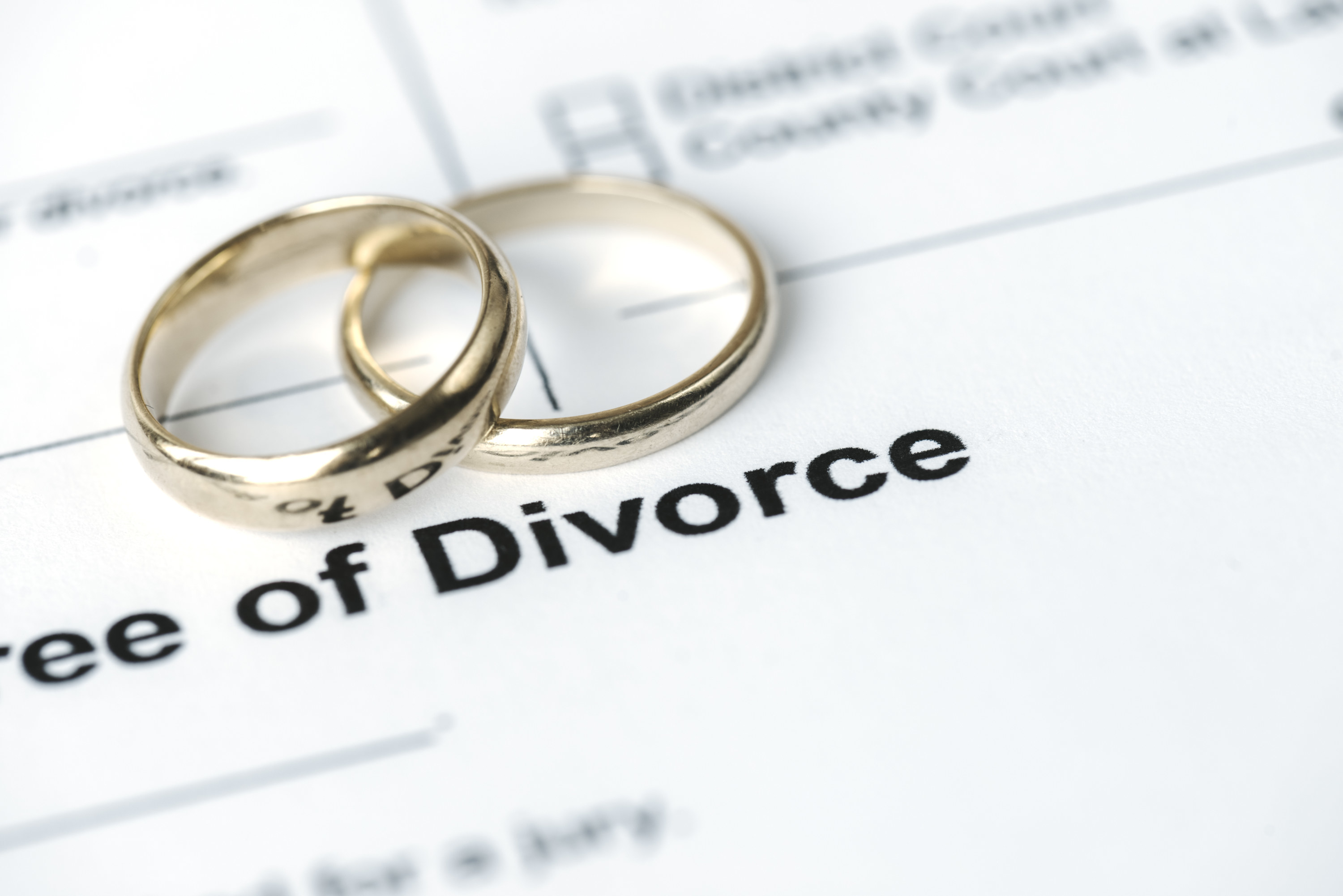 wedding rings on divorce papers