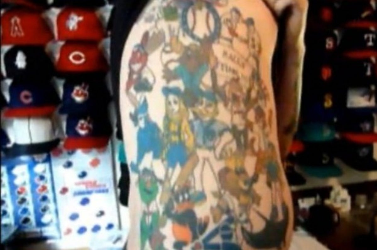 MLB Fan Cave candidate explains the stories behind his 30 MLB mascot tattoos