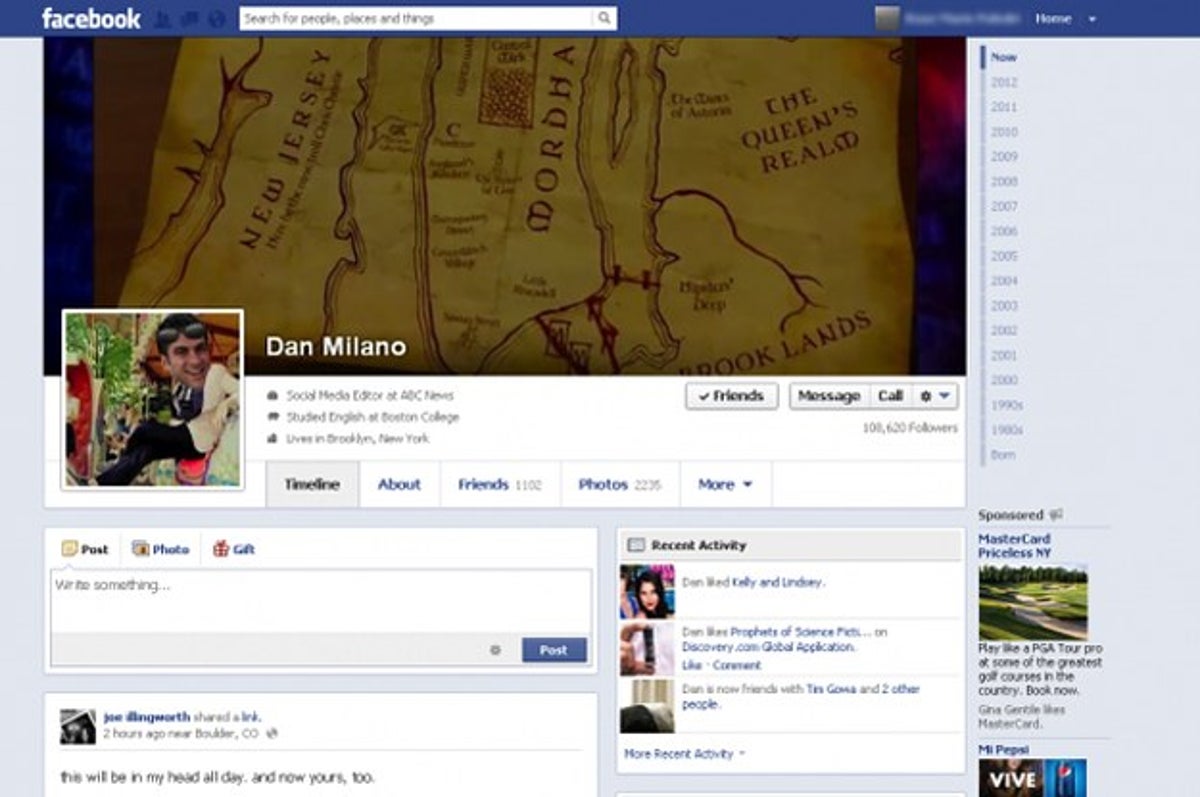 facebook profile timeline layout