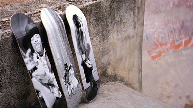 Skate decks inspired by iconic photos from Rolling Stone magazine.