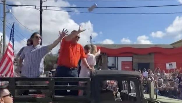 A man was arrested after he pelted Texas Sen. Ted Cruz in the chest and neck area with a hard seltzer can during the Houston Astros' World Series parade.