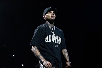 Singer Chris Brown performs onstage during the 'One of Them Ones Tour'
