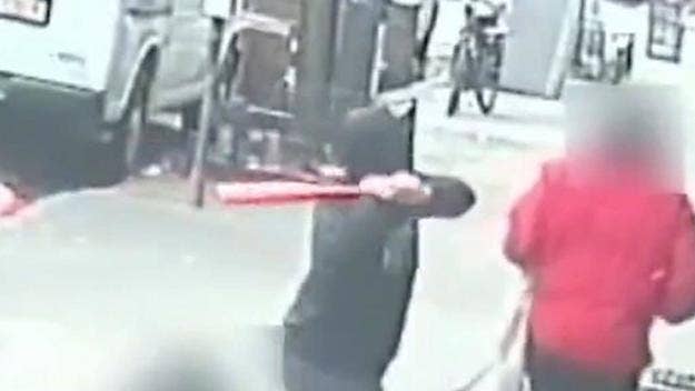 A disturbing attack that took place in New York City was captured on video this weekend, showing a masked man hitting a stranger with a baseball bat