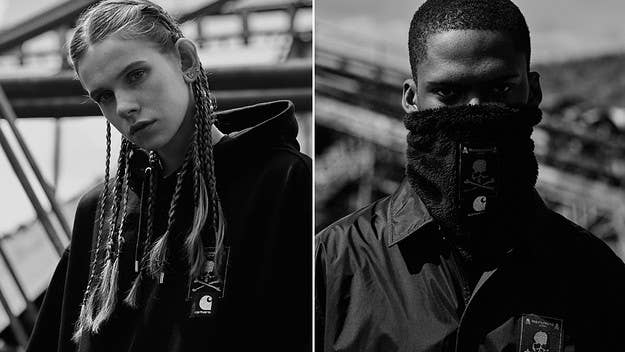 Carhartt WIP has reunited with mastermind JAPAN for FW22, creating an sleek all-black capsule complete with silver accents and hardware, as well as skull motif.