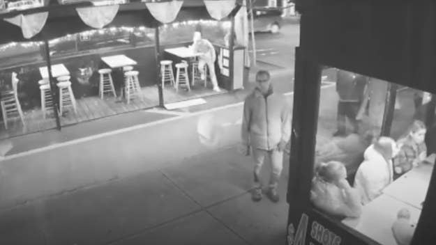 The moment caught on video is not the first such targeted incident to have taken place at the bar. Additional footage of the suspect has also been released.