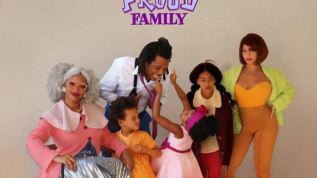 Beyoncé took to Instagram on Thursday to share a photograph of her, Jay-Z, and their three kids, Blue Ivy, Rumi, and Sir dressed as 'The Proud Family.'
