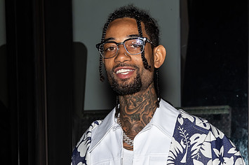 Rapper PnB Rock is seen arriving to the Palm Angels Fashion Show
