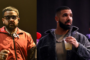 Nav and Drake in a split image, article about an unreleased collab