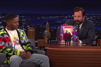 Kid Cudi is pictured in an interview on The Tonight Show