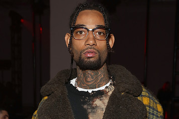 PnB Rock is pictured at an event in 2020