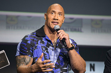 Actor Dwayne "The Rock" Johnson appears at the Warner Brothers panel comic con 2022