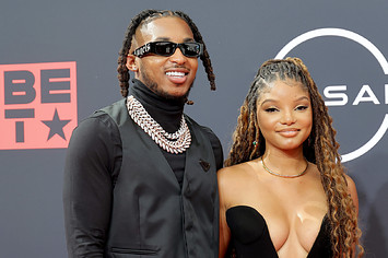 DDG and Halle Bailey attend the 2022 BET Awards at Microsoft Theater on June 26, 2022 in Los Angeles, California