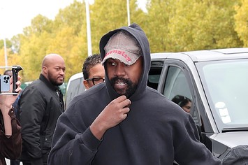 Kanye West, Saint West, Psalm West and Chicago West attend the Balenciaga Show