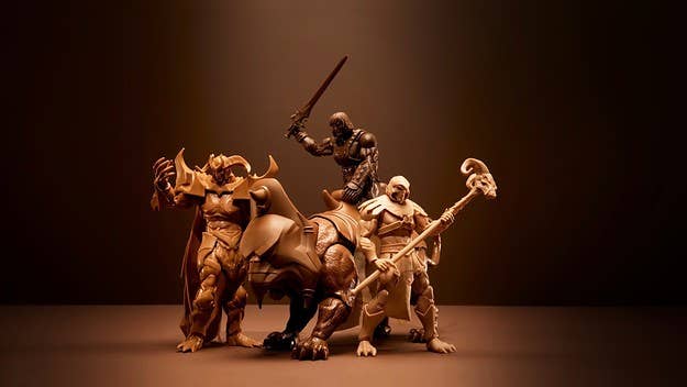 Made in collaboration with Mattel Creations, the four-piece collection delivers brown monochromatic figurines of He-Man, Skeletor, Battle Cat, and Skele-God.