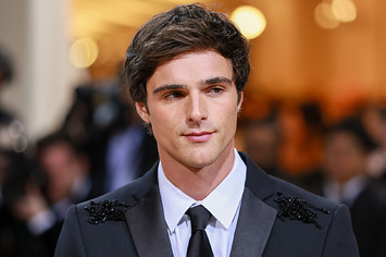 Jacob Elordi is pictured wearing a suit at an event