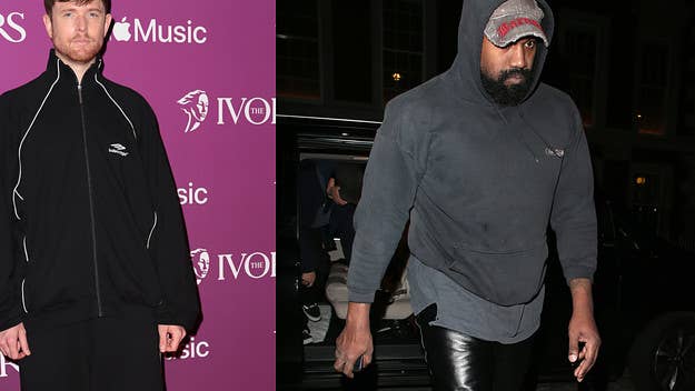 The artist formerly known as Kanye West previewed several previously unheard Blake-produced tracks at a Burberry aftershow party in London on Monday.
