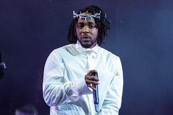 Kendrick Lamar performs on the Pyramid stage