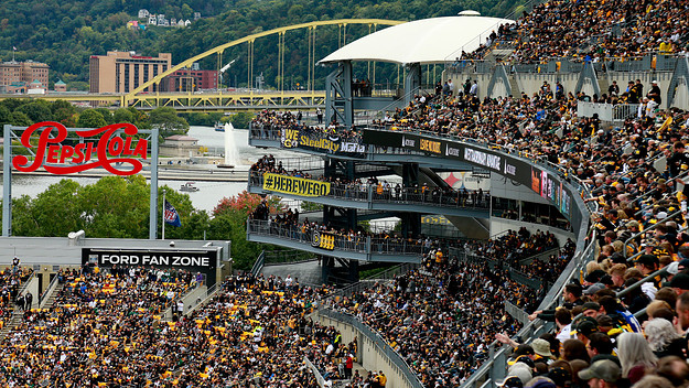 Pittsburgh Steelers fans tailgate outside of Heinz field in