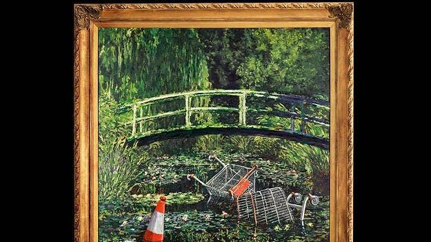 Sotheby's will be auctioning off Banksy's tongue-in-cheek oil painting, 'Show Me The Monet', on October 21.