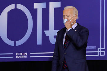 Democratic presidential nominee Joe Biden attends a voter mobilization event