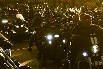 Motorcyclists ride down Main Street during the 80th Annual Sturgis Motorcycle Rally.