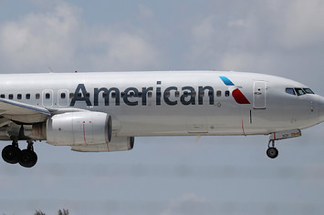 An American Airlines plane prepares to land