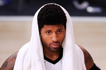 Paul George #13 of the LA Clippers is interviewed