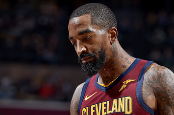 JR Smith #5 of the Cleveland Cavaliers looks on against the Indiana Pacers.