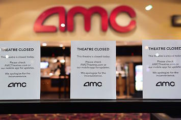 "Theater Closed" signs are posted in front of the AMC Montebello.