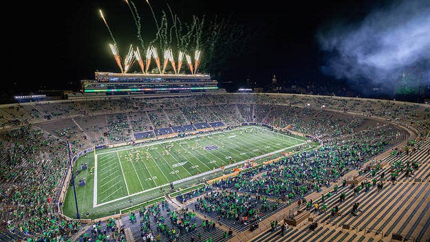 The limited fans in attendance threw caution to the wind once the game clock hit zero in South Bend, Indiana and their team completed an incredible feat.