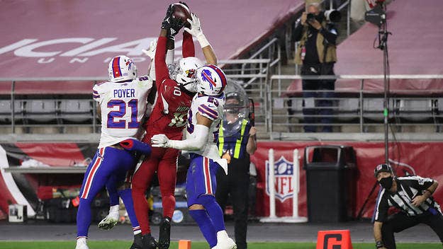 The sports world exploded after Kyler Murray completed a 43-yard Hail Mary to DeAndre Hopkins with two seconds left to give the Cardinals a win over Buffalo.