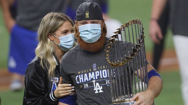 Despite tweeting that he "couldn’t be out there to celebrate" their World Series win, photos and videos showed Tuner returning to the field to do just that. 